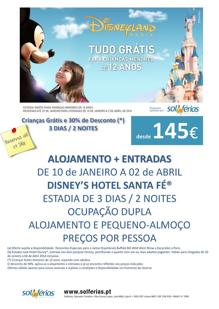 Promoção Disneyland Paris até Abril 2014