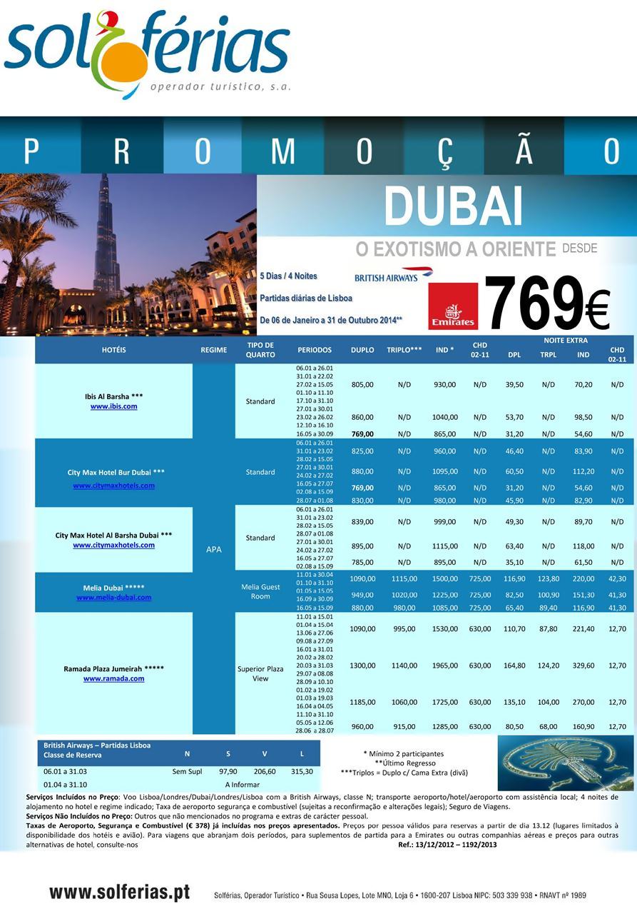 Promoção Férias Dubai a Oriente até Outubro 2014