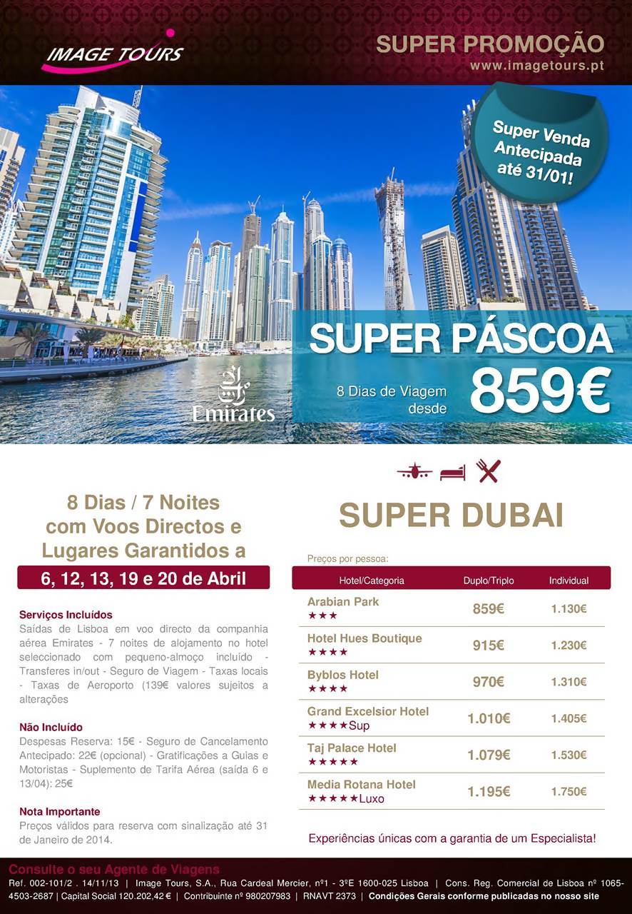 Promoção férias Super Dubai Páscoa 2014