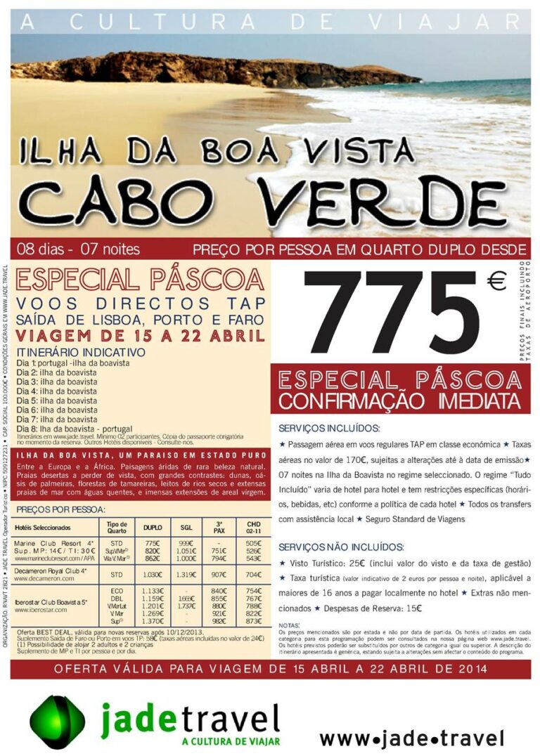Promoção Férias da Páscoa 2014 na ilha da Boavista em Cabo verde