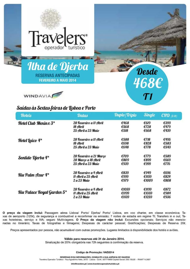 ilha de Djerba Pascoa e Carnaval até Maio 2014