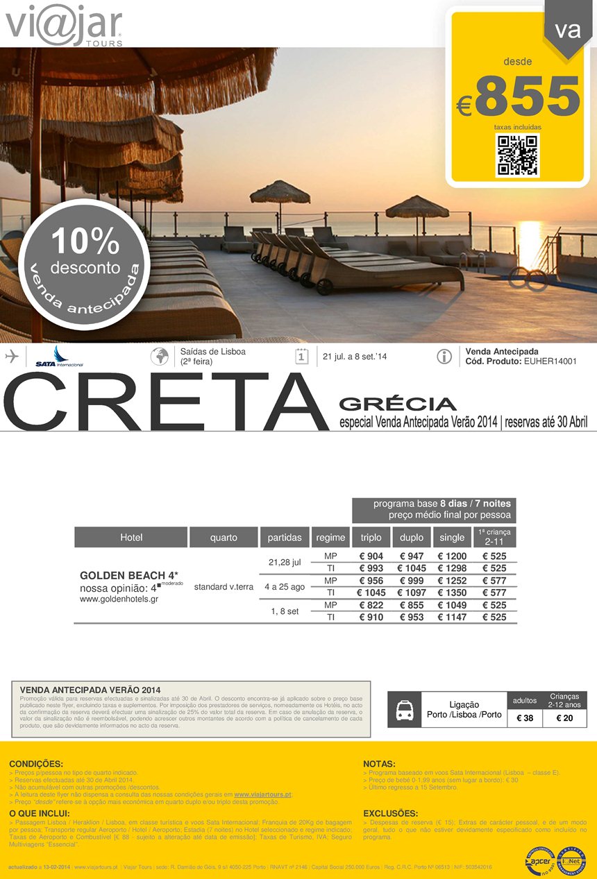 Férias Creta Venda Antecipada Verão 2014