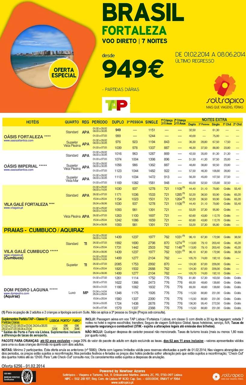 Oferta Especial Férias Fortaleza Brasil até Junho 2014