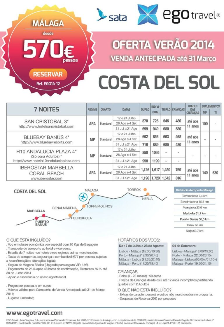 Venda Antecipada Marbelha Costa del Sol Verão 2014