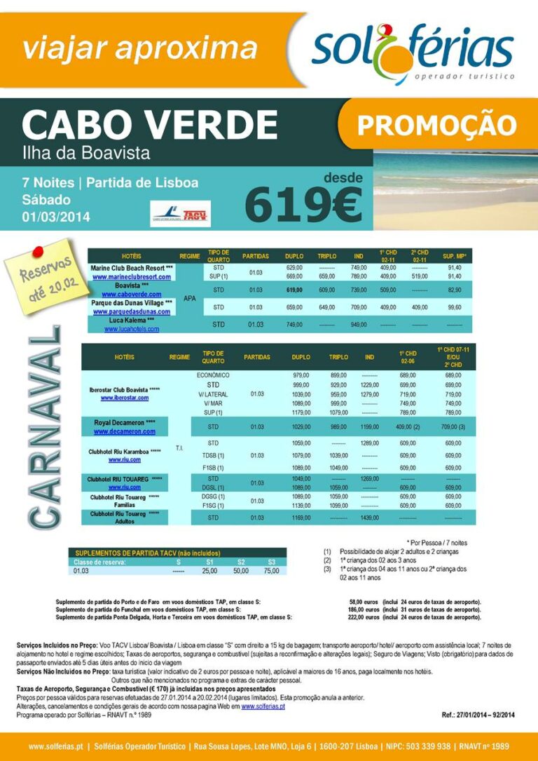 Promoção Carnaval 2014 ilha da Boavista Cabo Verde