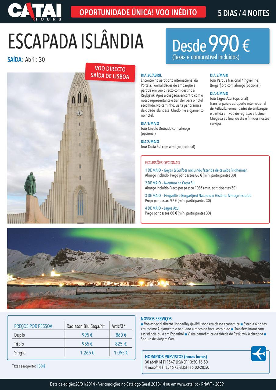Promoção Escapada Islândia Abril 2014