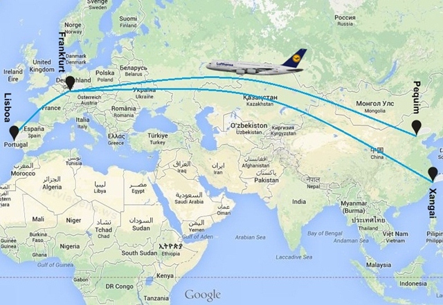 Voos Lufthansa entre Lisboa e China