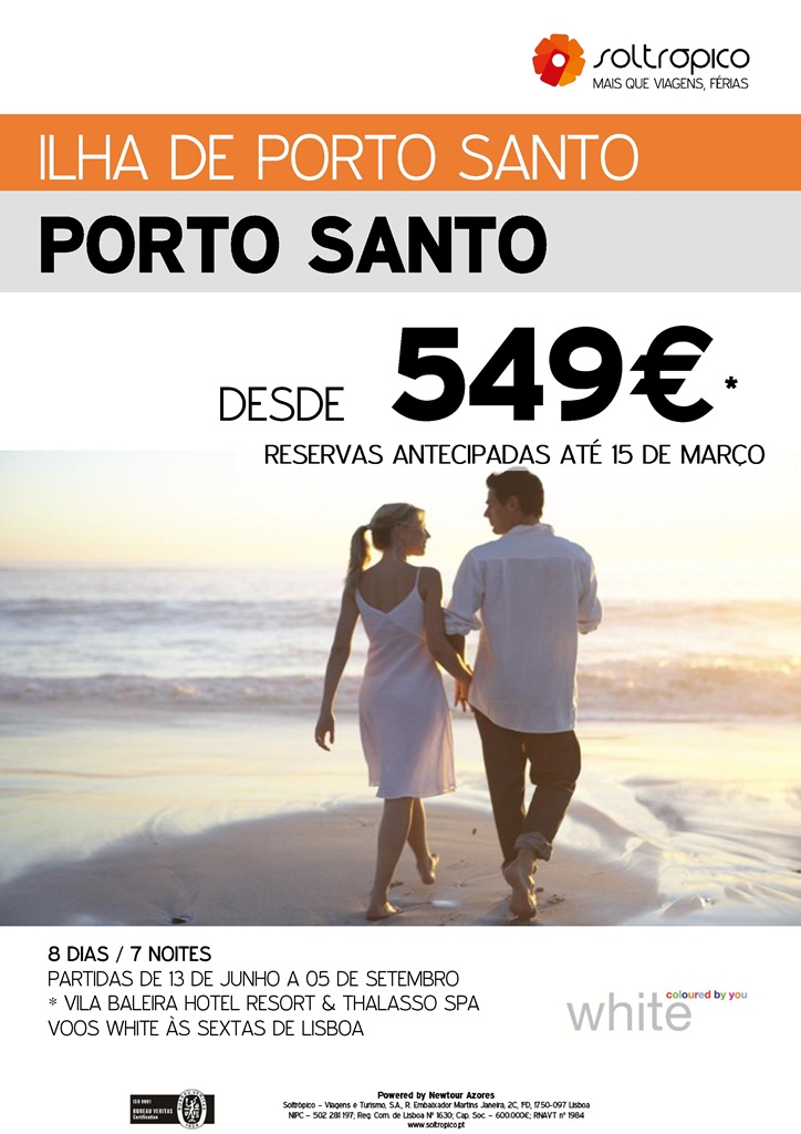 Reservas Antecipadas ilha de Porto Santo no Verão