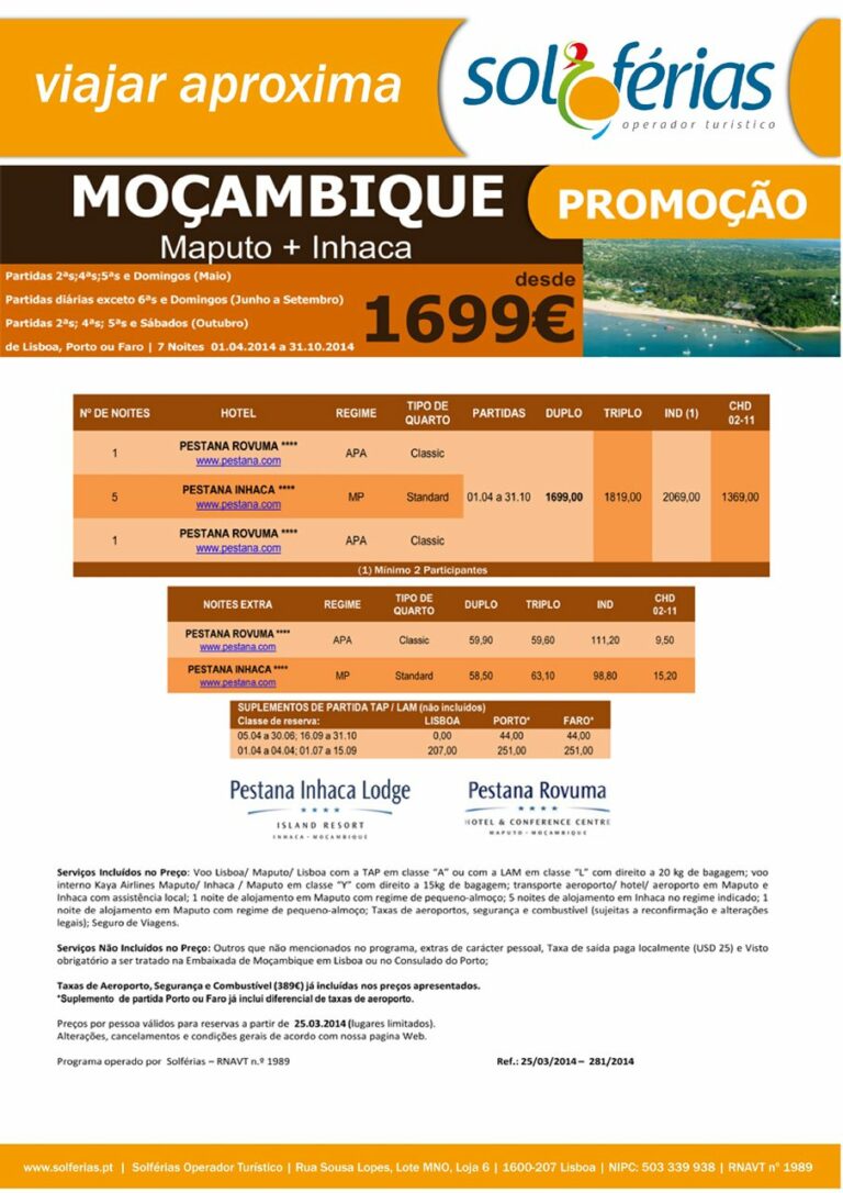 Promoções Férias em Moçambique 2014