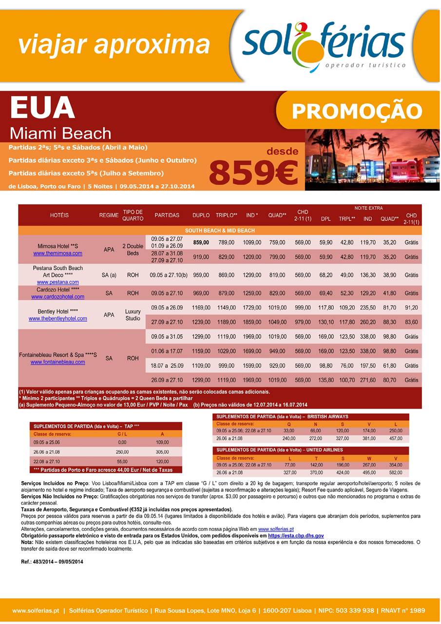Promoção Férias Miami Beach Estados Unidos