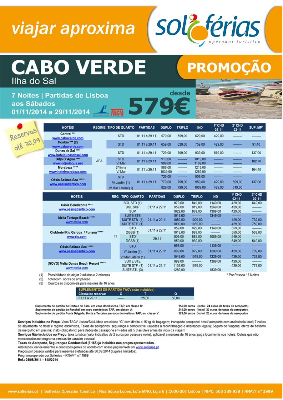 Promoção Férias Cabo Verde Novembro 2014
