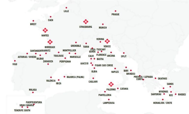 Destinos e bases da low Cost Volotea em 2014