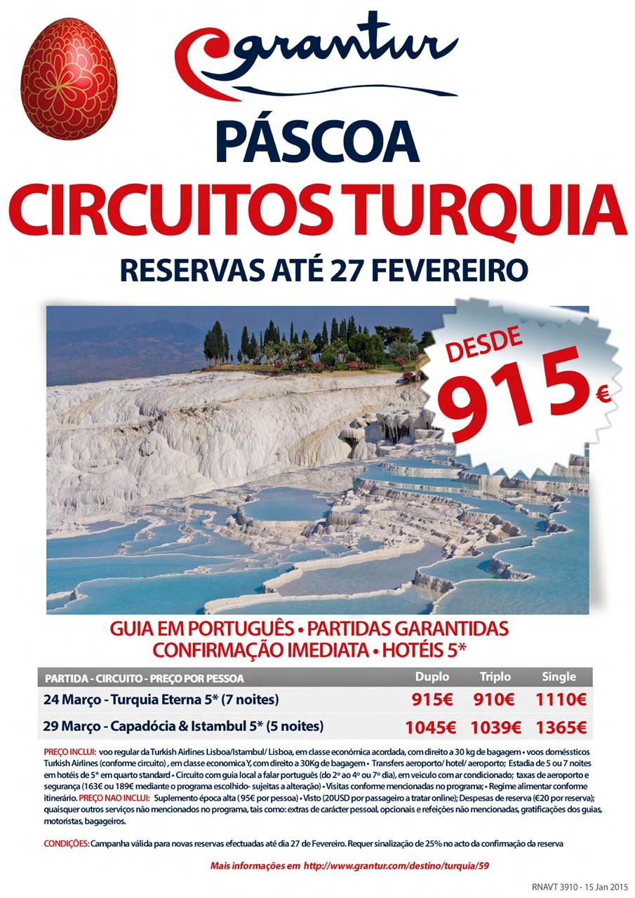 Promoções Circuitos Turquia na Páscoa 2015 com estadia de 5 ou 7 noites