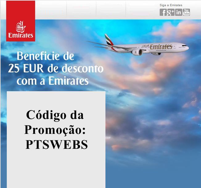 Beneficie de 25 euros de desconto com a Emirates na compra do seu voo