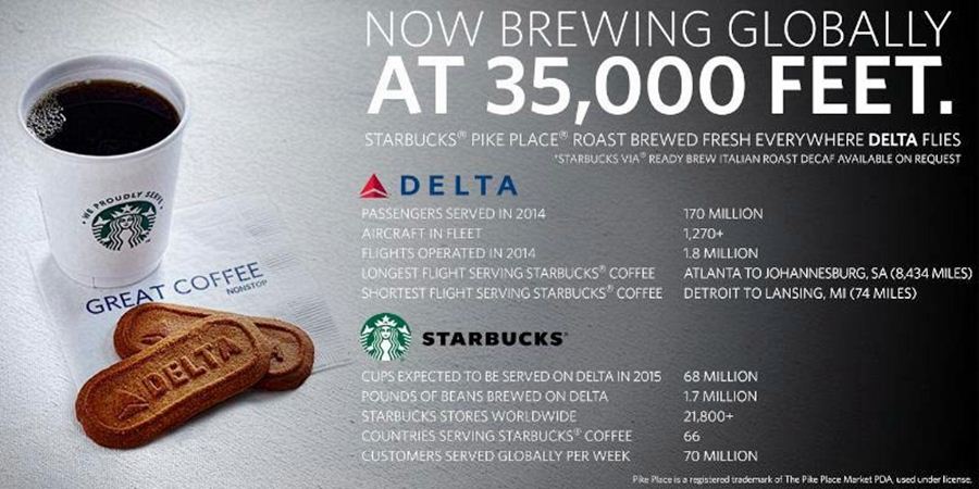 Companhia Aérea Delta vai servir café Starbucks