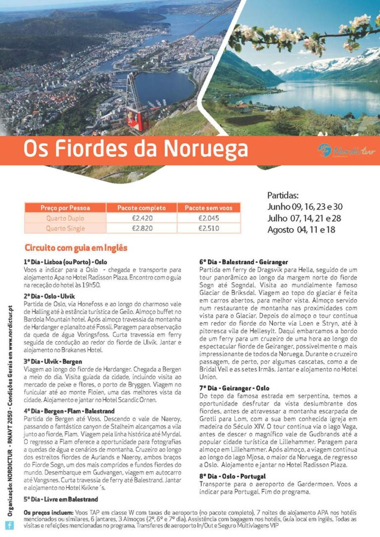 Fiordes da Noruega desde 2045 euros
