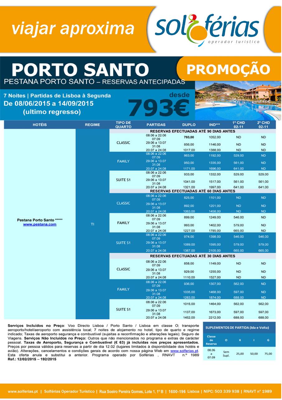 Férias Porto Santo Hotel Pestana Verão 2015