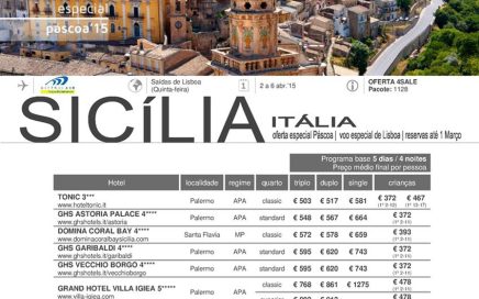 Oferta Especial de Férias na Sicília em Itália para a Páscoa 2015