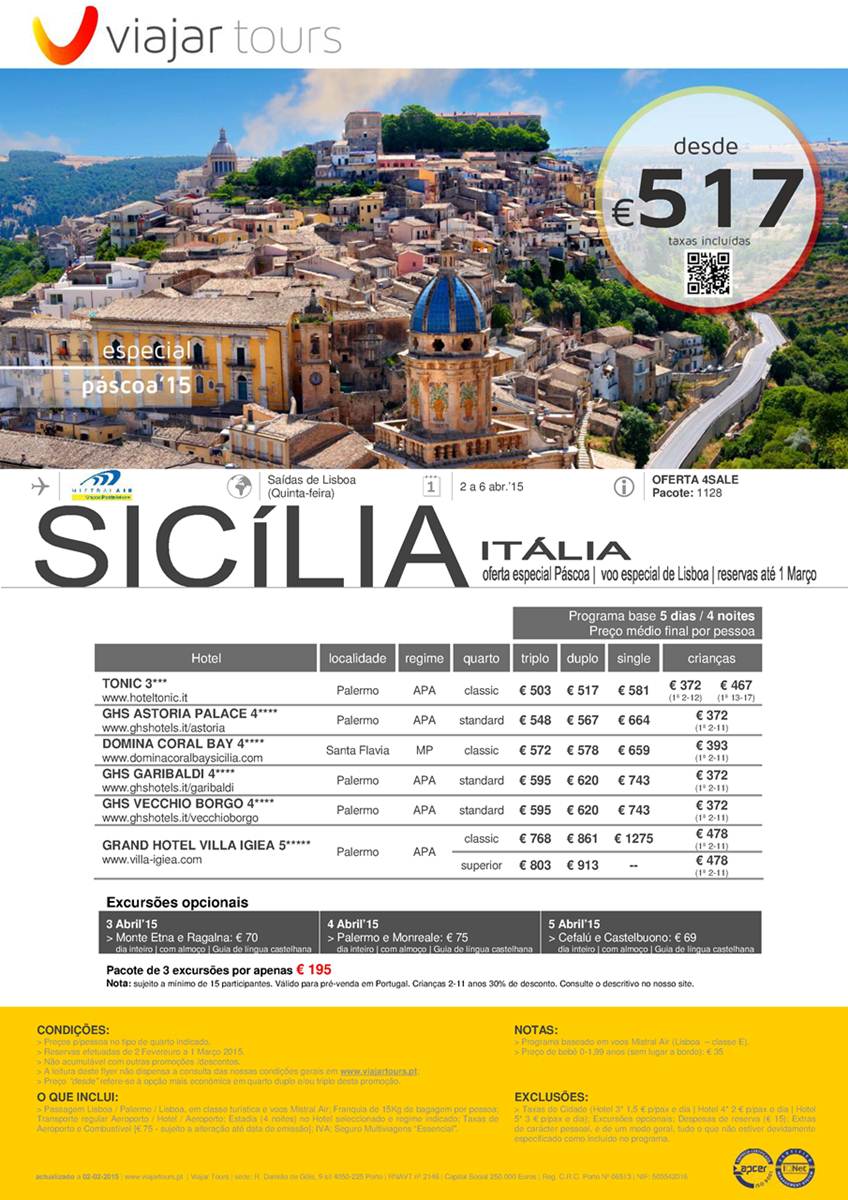 Oferta Especial de Férias na Sicília em Itália para a Páscoa 2015