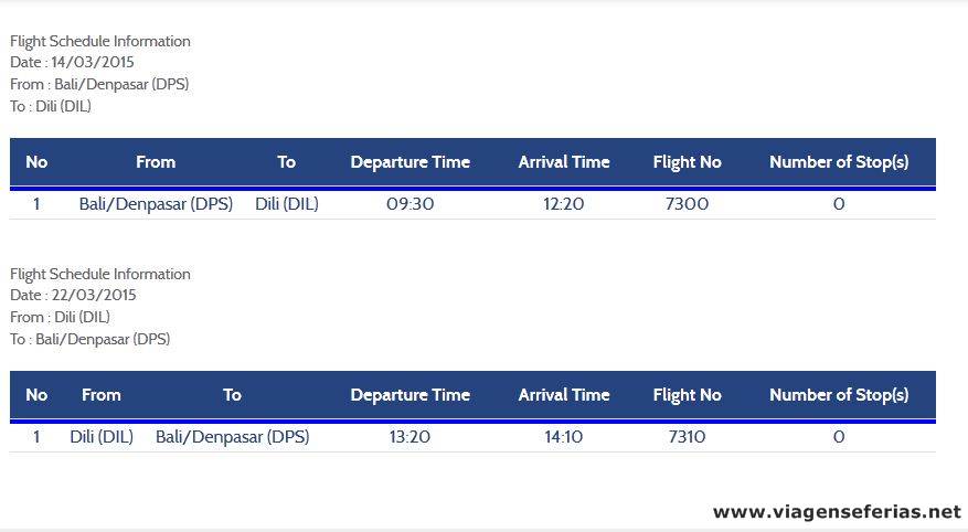Horário voos Denpasar-Dili Garuda Indonesia