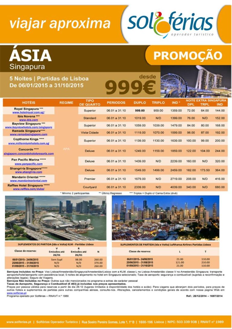 Pacote férias Singapura Ásia 2015