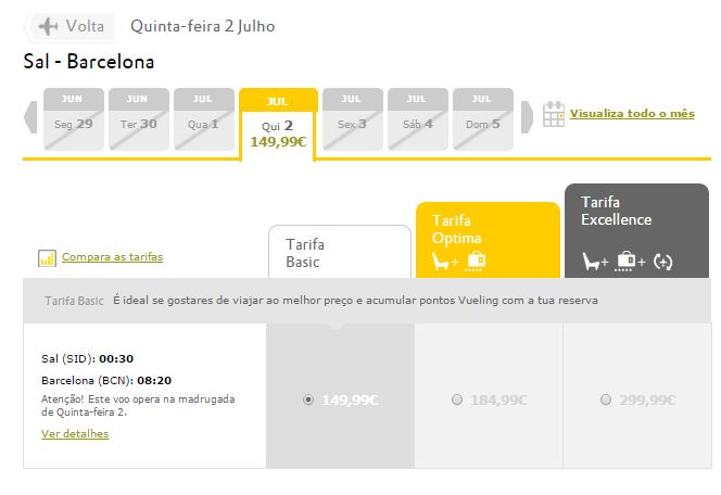 Preços Voos ilha do Sal Barcelona Vueling