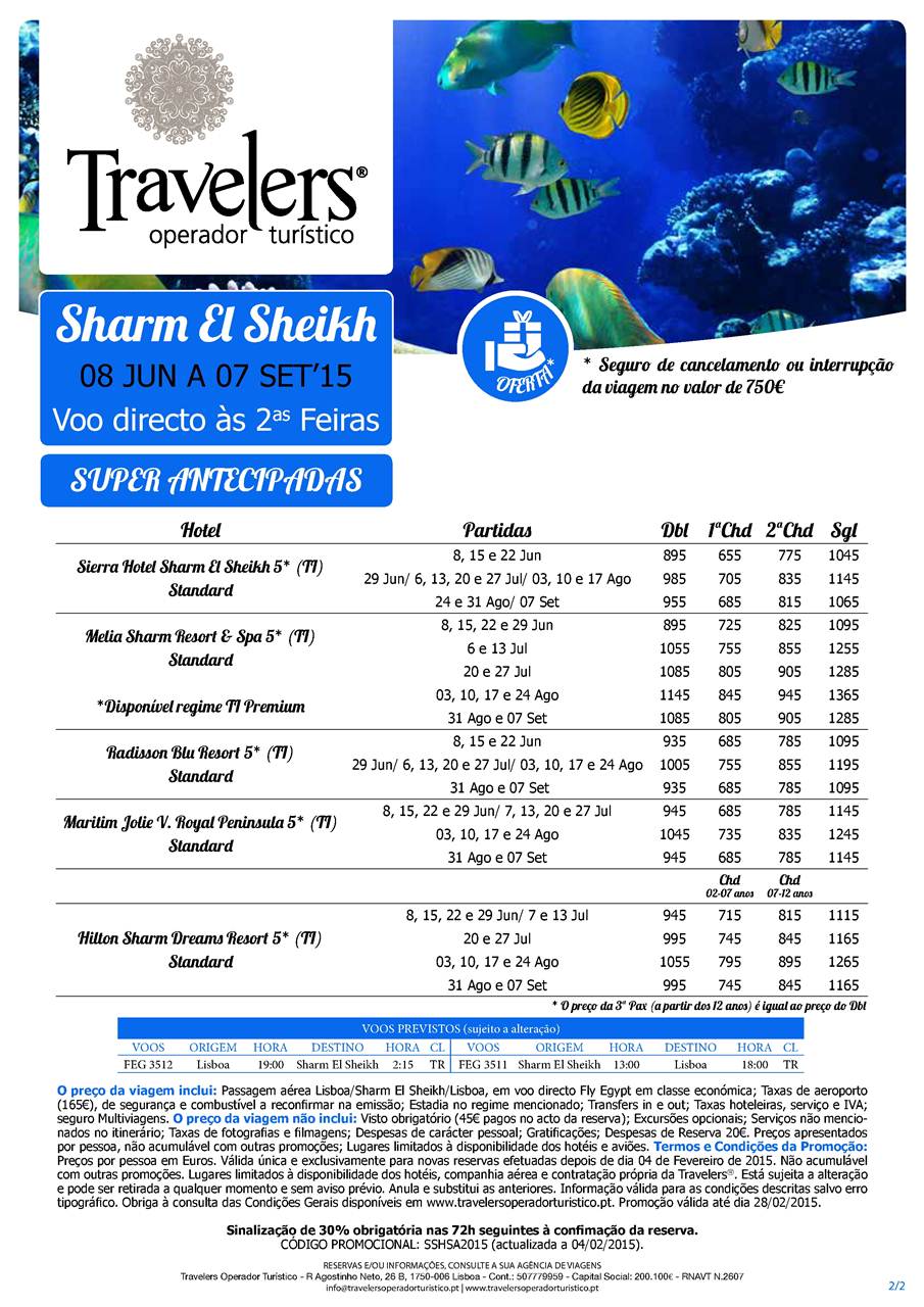 Preços e Hotéis Férias Sharm El Sheikh