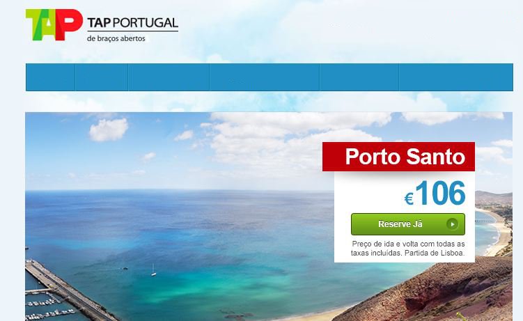 Voo TAP Porto Santo 106 euros