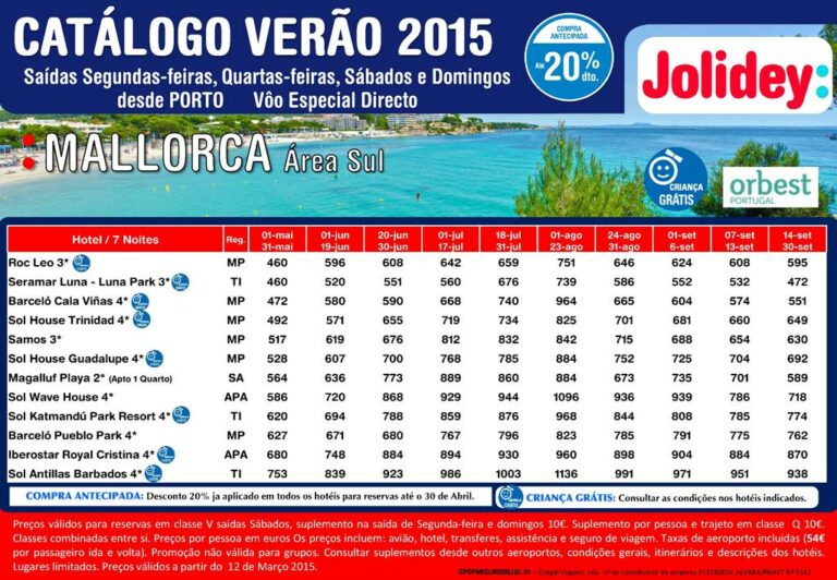 Antecipação até 30-04 Maiorca Verão 2015 desde Porto