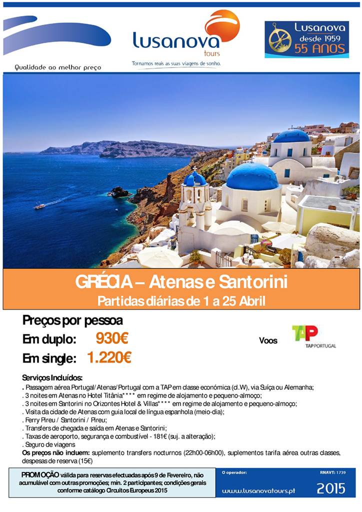 Atenas e Santorini em Abril a 930€