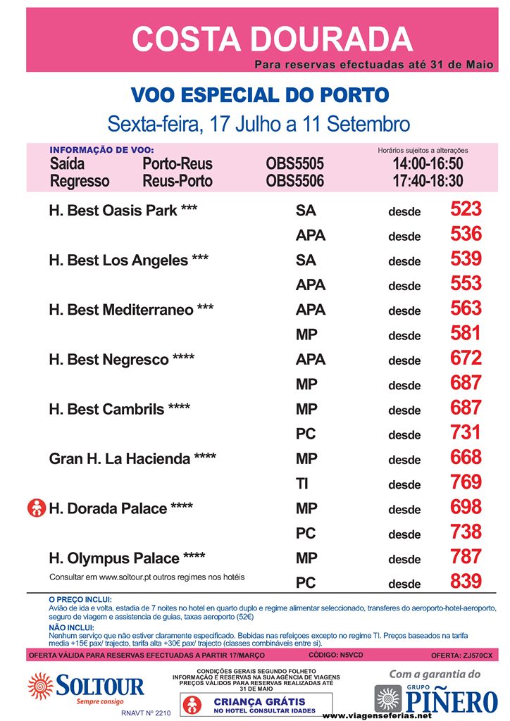 Férias Costa Dourada em 2015desde 523€