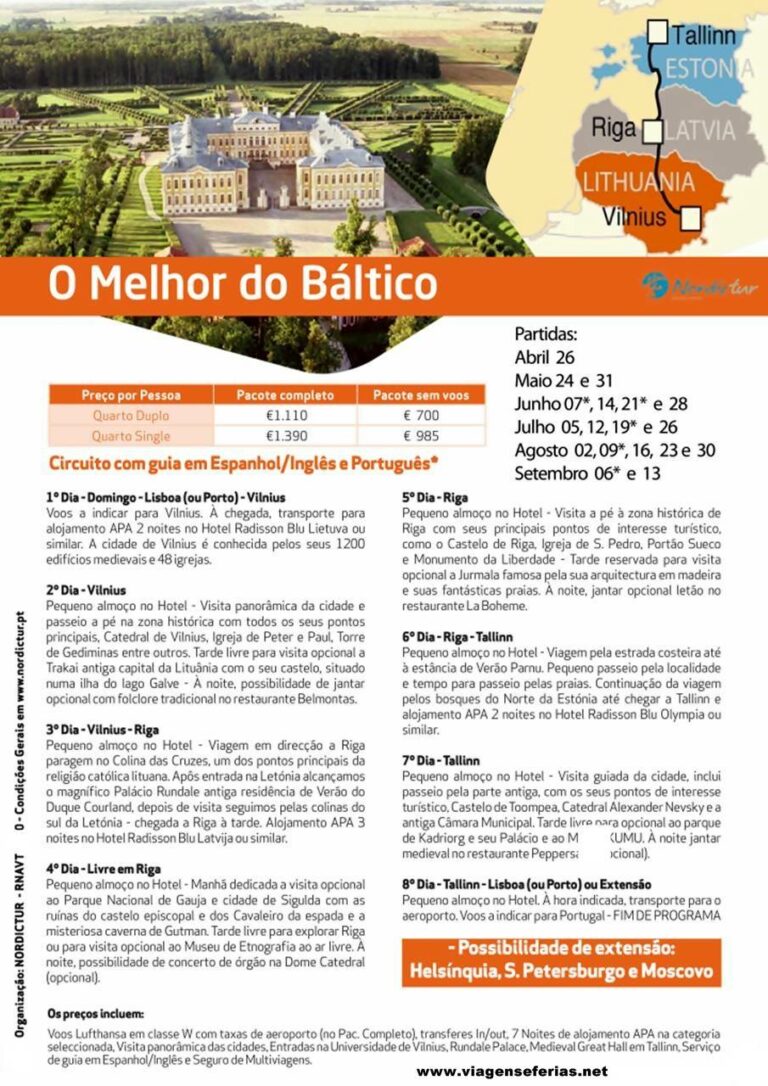 Circuito Melhor do Báltico: Riga, Talim e Vilnius desde 700€