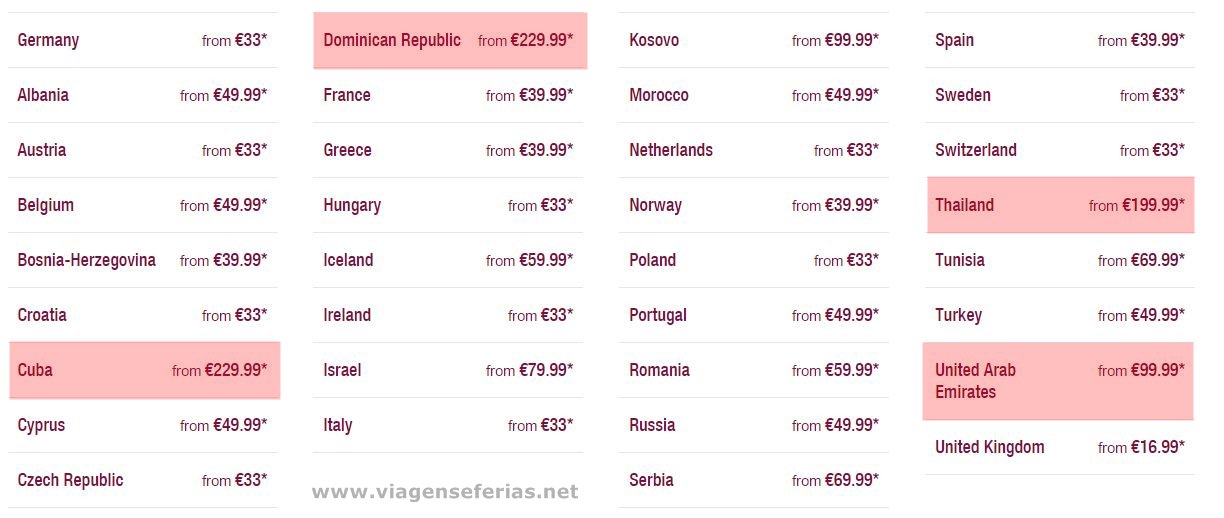 Preços voos Low Cost Eurowings desde Alemanha