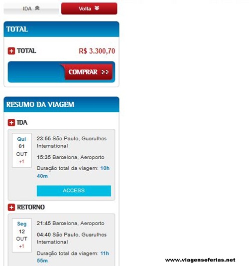 Resumo rota Barcelona São Paulo LATAM Airlines