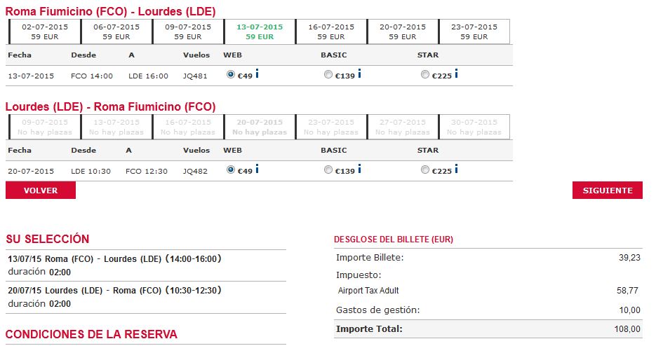 Rota Alba Star entre Roma e Lourdes