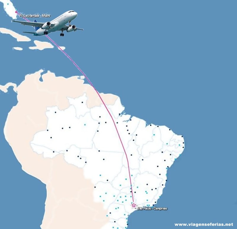 Rota Azul Linhas Aereas entre São Paulo e Fort Lauderdale