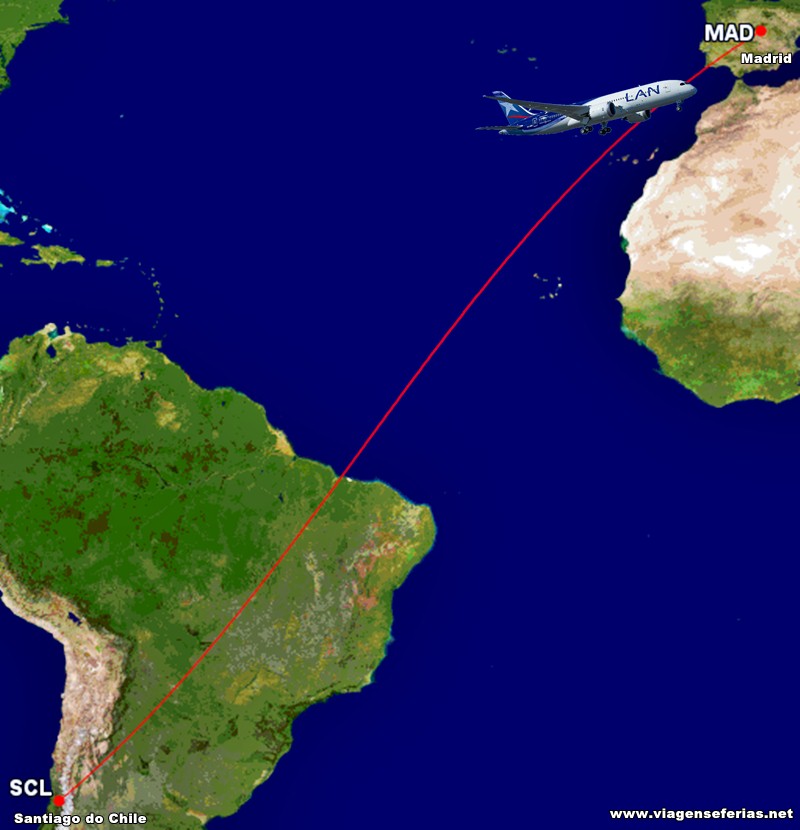 Rota LAN Airlines Santiago-Madrid