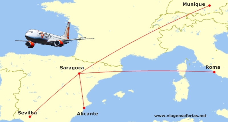 Rotas air Horizont desde Saragoça