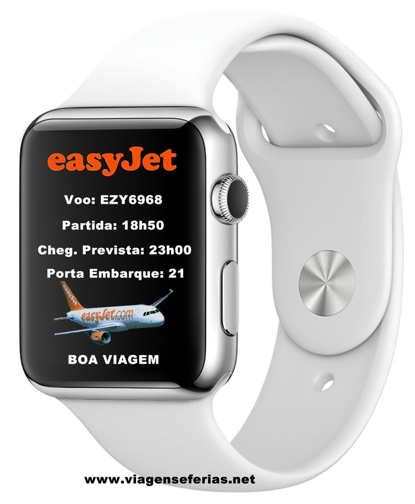 relógio Apple Watch com aplicação Easyjet