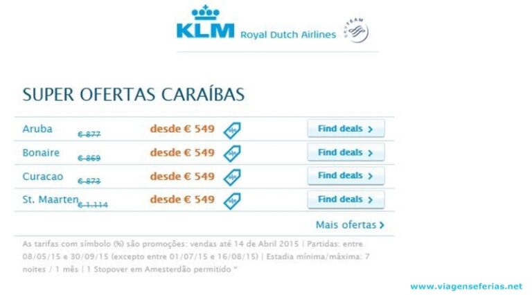 Voos desde 549€ para Caraíbas na KLM até 30-09