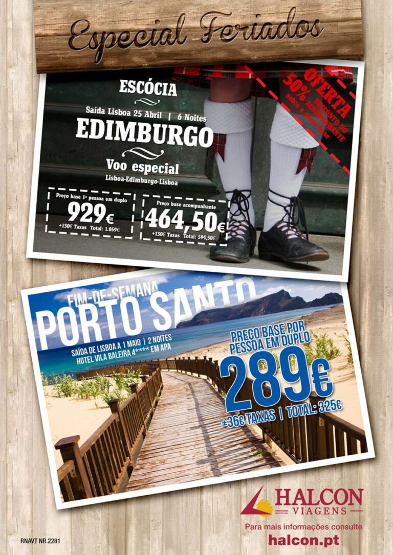 Desconto 50% Edimburgo Especial Feriado 25 de Abril