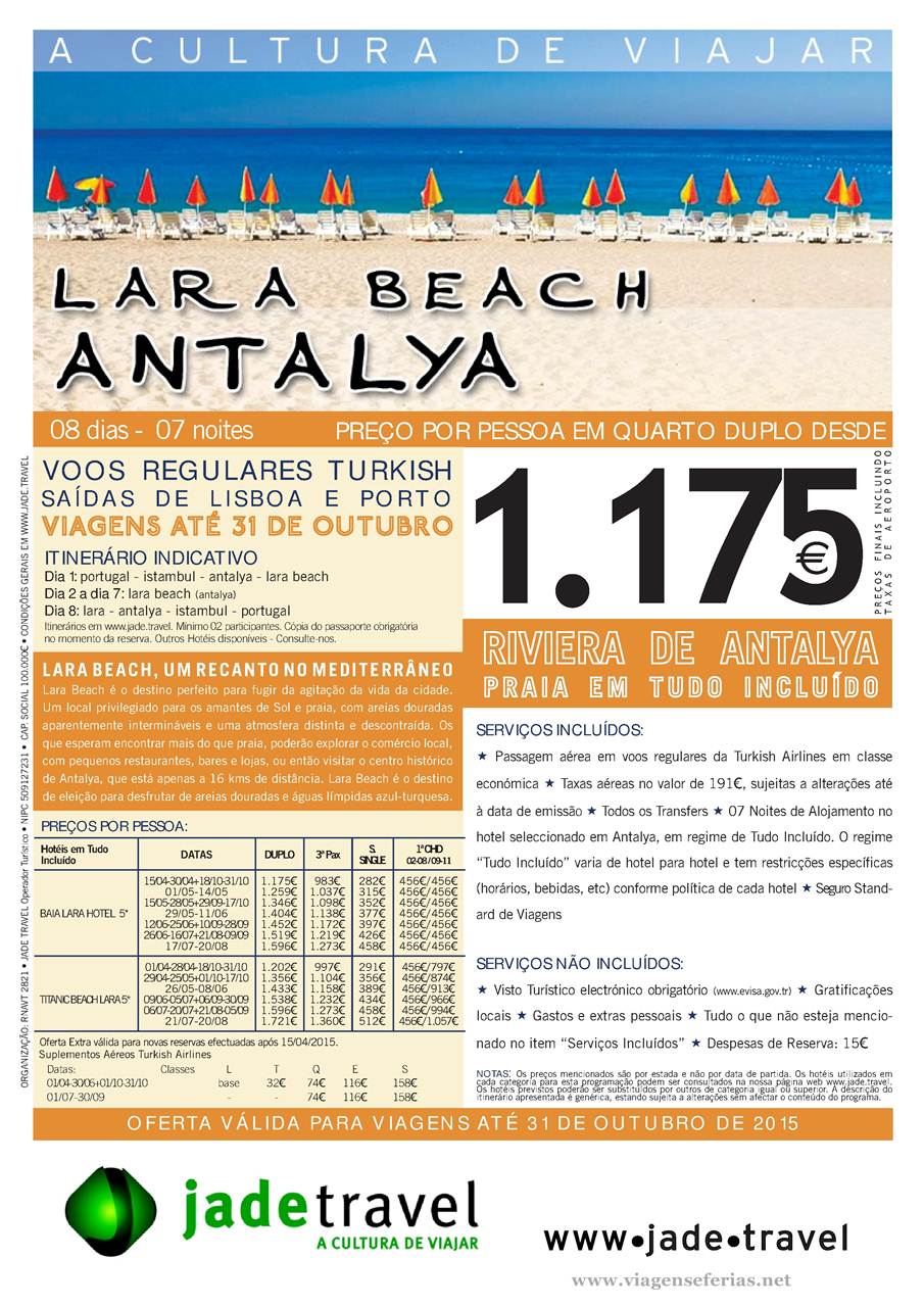 Lara Beach Antalya Turquia a 1175€ até 10-2015