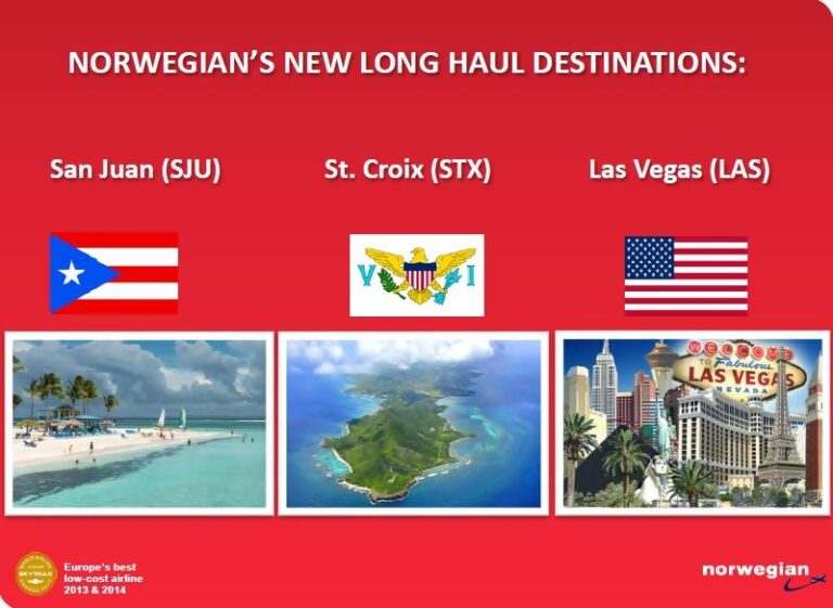 Nova rota Norwegian desde 11-2015 entre Londres e Puerto Rico