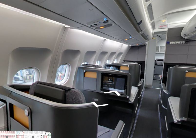 interior da Cabine A330 da SAS com tecnologia Google Street View