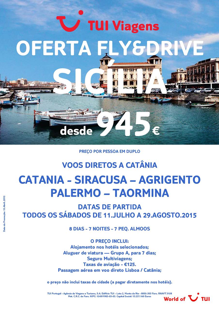 Sicília de 11 de Julho a 9 de Agosto 2015 desde 945€