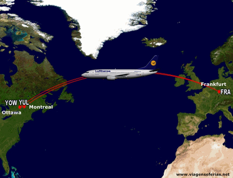 rota Lufthansa Frankfurt-Montreal-Ottawa