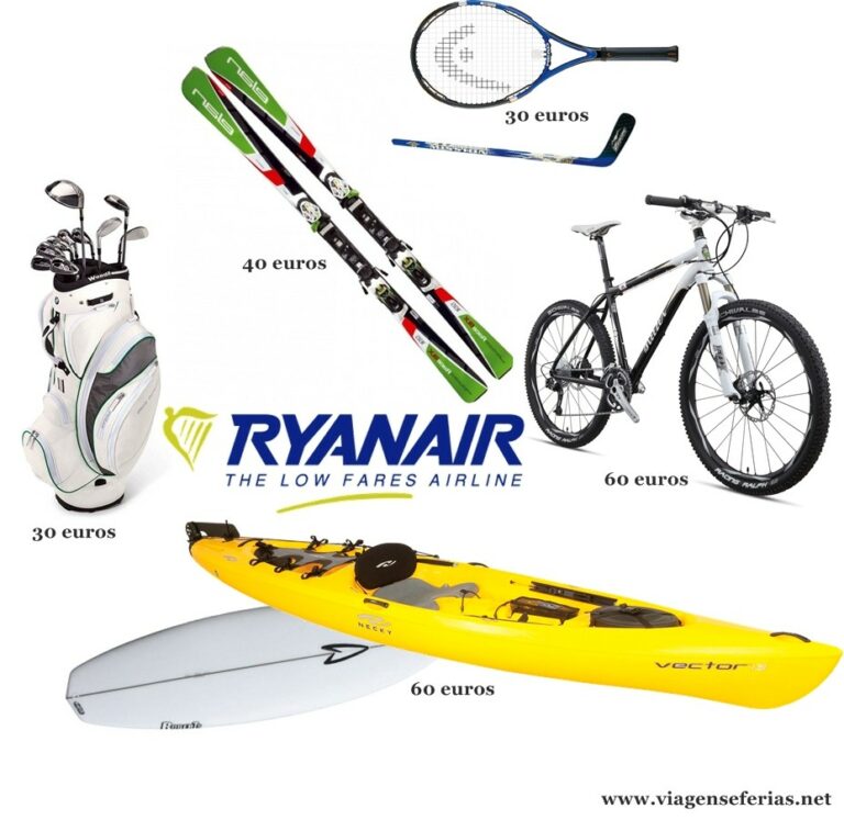 Preço do transportes de equipamentos desportivos na Ryanair