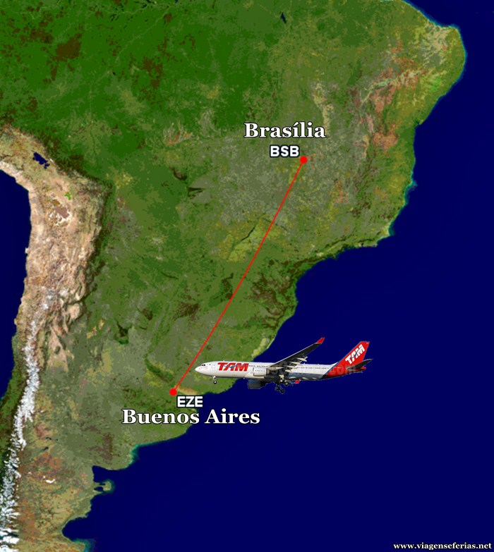 Rota TAM Linhas Aéreas ente Brasília e Buenos Aires