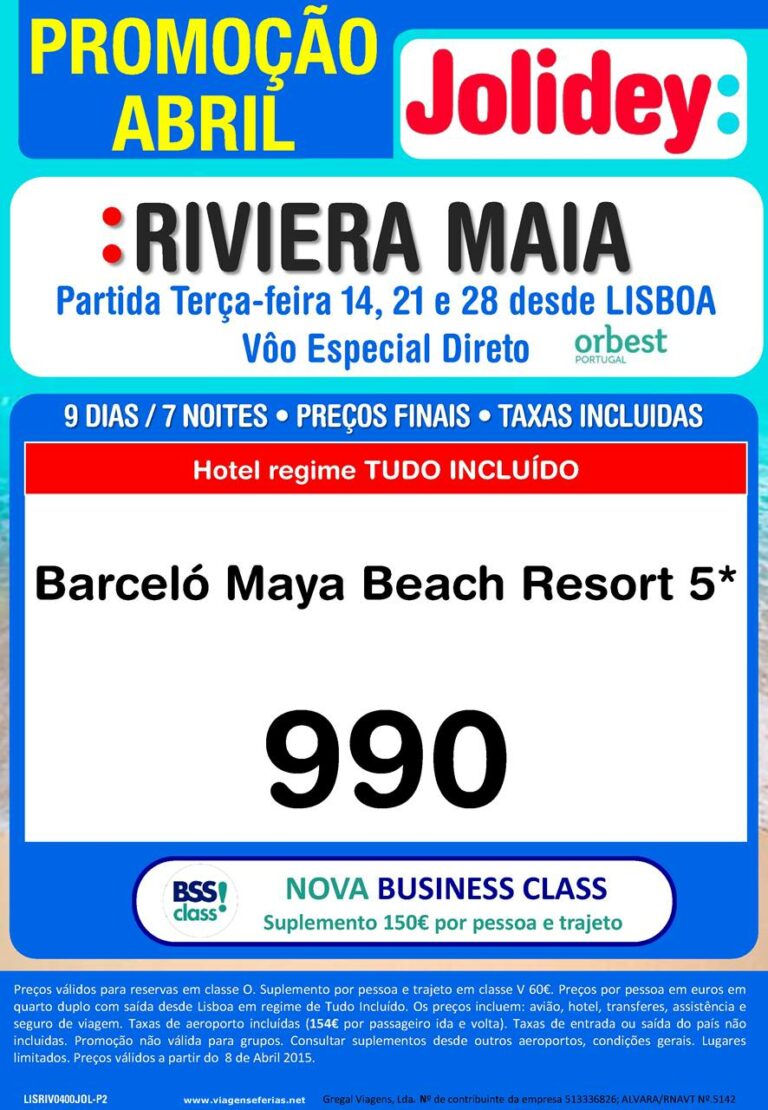Riviera Maya partida 14, 21 e 28 de Abril 2015 a 990€
