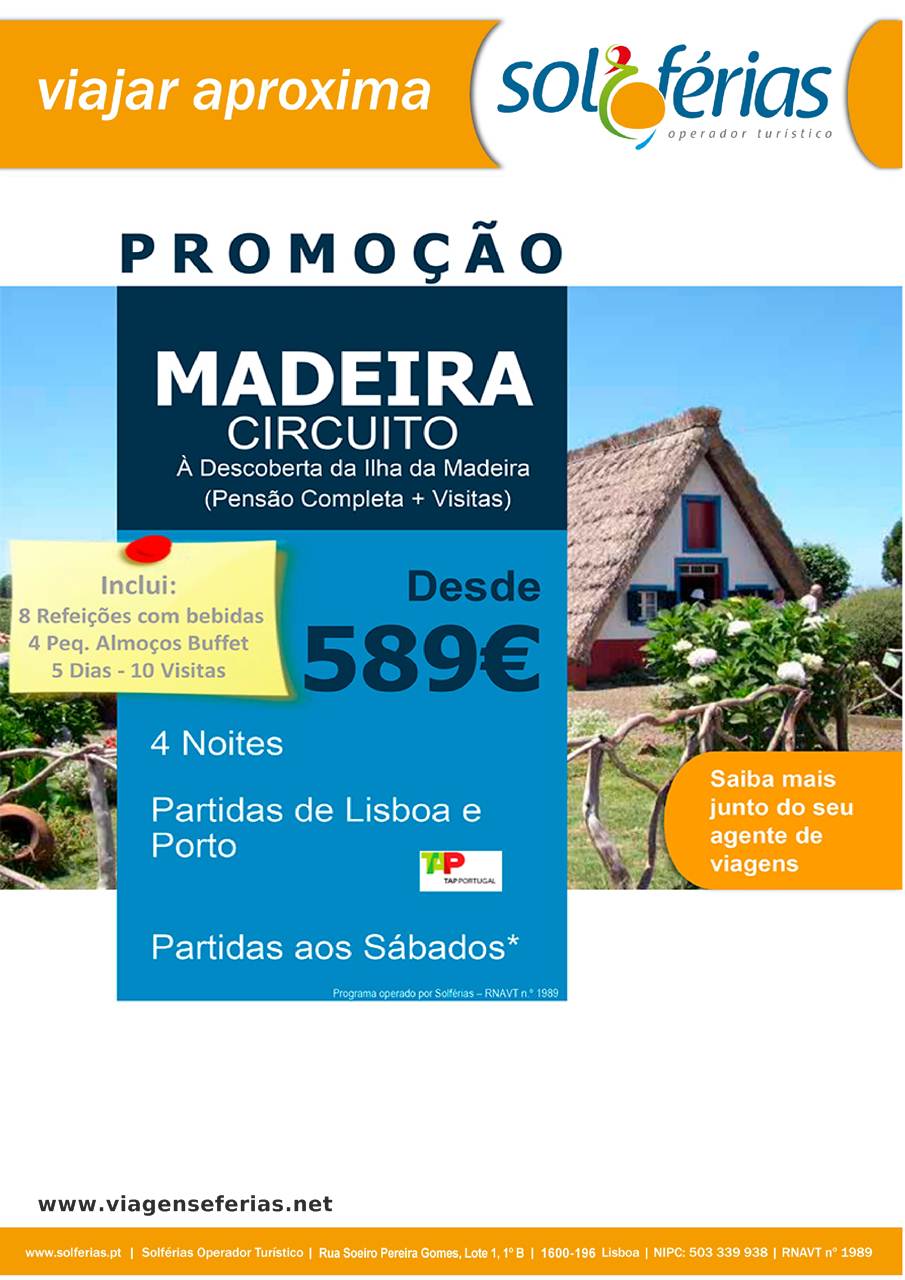 Circuito à Descoberta da Madeira até 10 de Outubro 2015